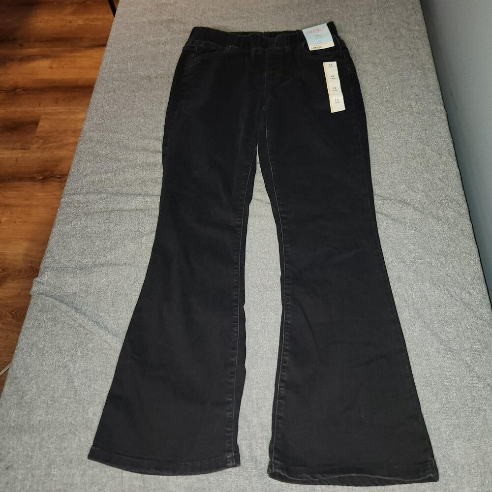 Cat & Jack Black Flare Jeans – Girls Size 14 – NWT – Pull On Stretch
